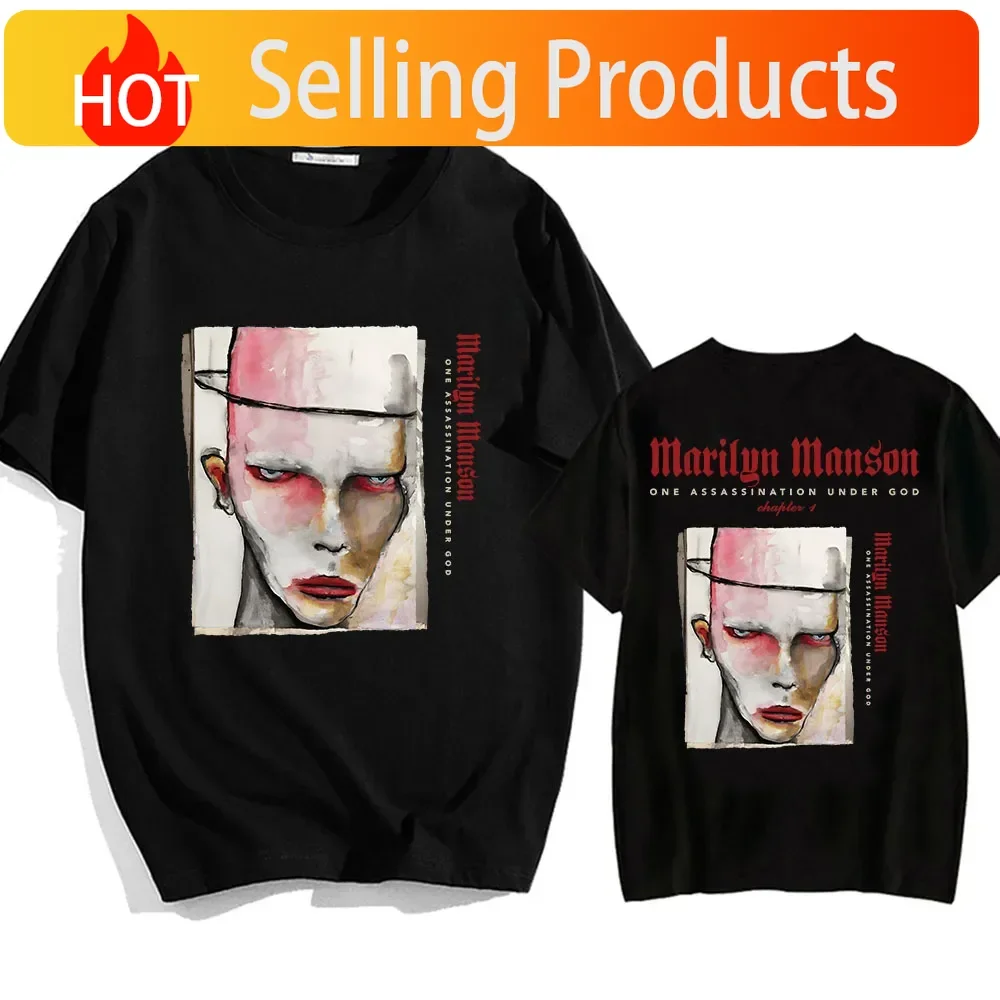 Marilyn Manson One Assassination Under God Charter 1 T-shirt 2025 European Tour Print Men Women Tshirt Cotton Short Sleeve Shirt