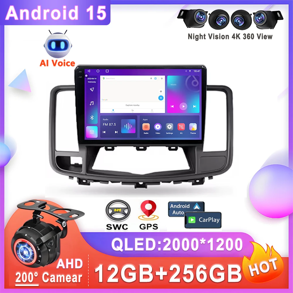 

Android 15 для Nissan Teana J32 2008-2013 Автомобильный радиоприемник Мультимедийный плеер Навигация Стерео GPS Без 2din DVD Сенсорный экран Видеорегистратор