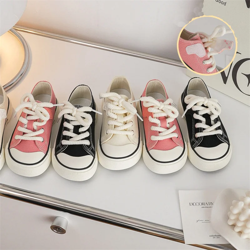 Kinderen Canvas Schoenen Jongens Ins Retro Lage Top Canvas Schoenen Meisjes Mode Kant Antislip Draagbare Casual Schoenen Maat 24-37