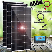 450w 300w Solar Panel Kit Complete Aluminum Frame 12V 24V Photovoltaic Panel Battery Charger System for Home Car Boat Camper RV