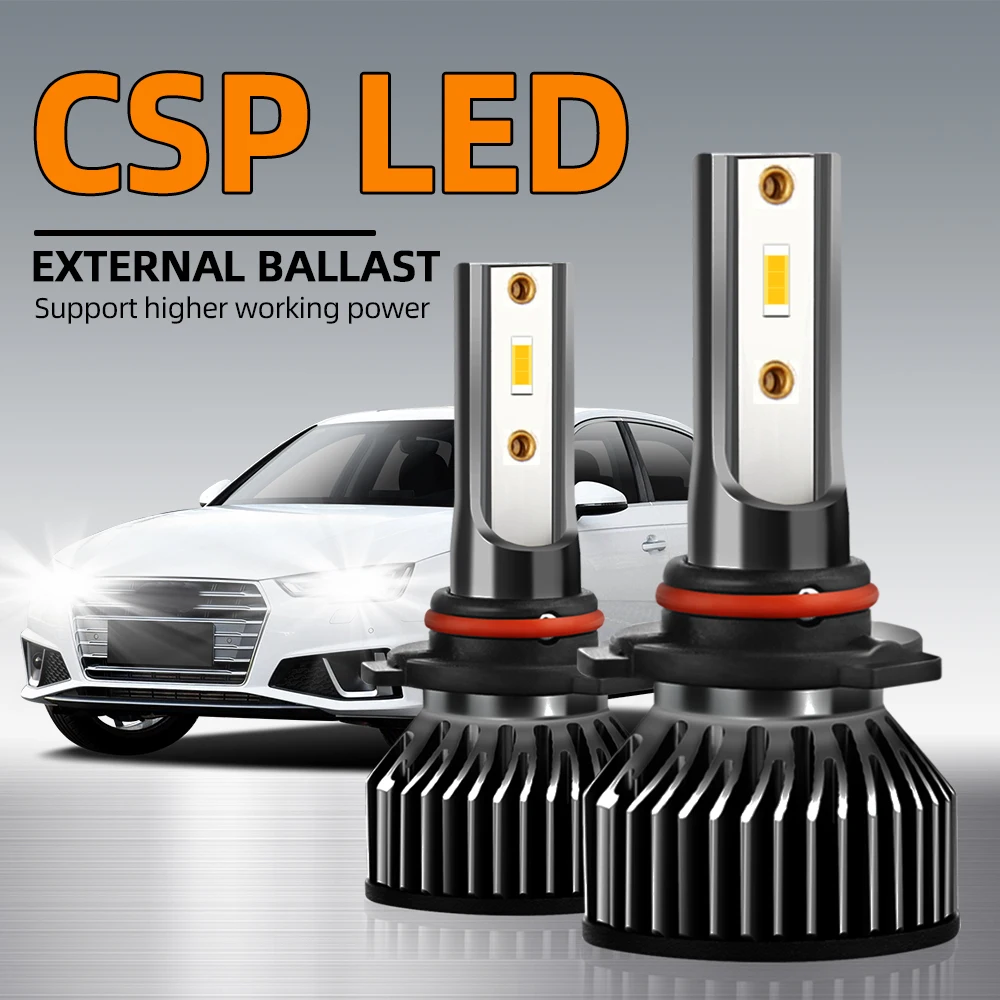 Canbus 고출력 LED 양면 CSP 칩, 선풍기 포함, 9005, HB3 9006, HB4, H1, H7, H11, 하이 로우 빔, 30000LM, 6000K 화이트, 2 개