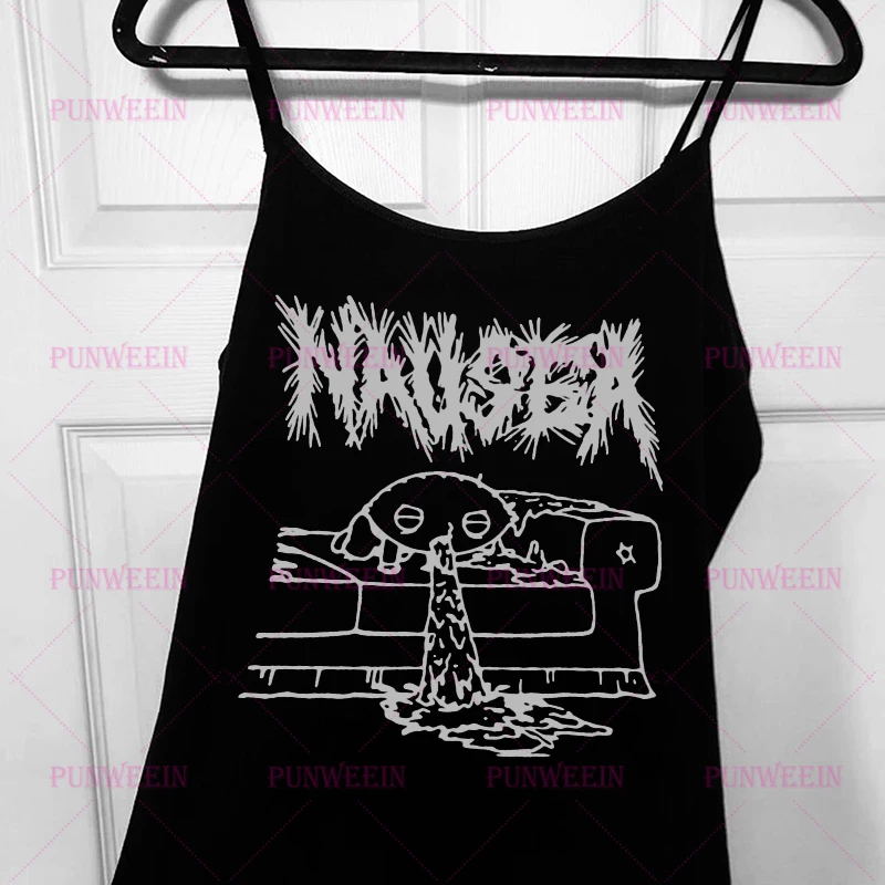 Dark Nausea sweetheart Punk Y2k 90s Harajuku Sleeveless Tank Top metal Gothic Graphic emo girl Vintage Streetwear Sexy slim top