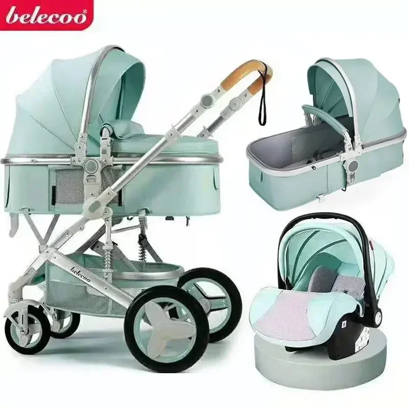 Baby Stroller 3 in 1 Pram Carriages For Newborn Buggy Travel System Multi-function Cart