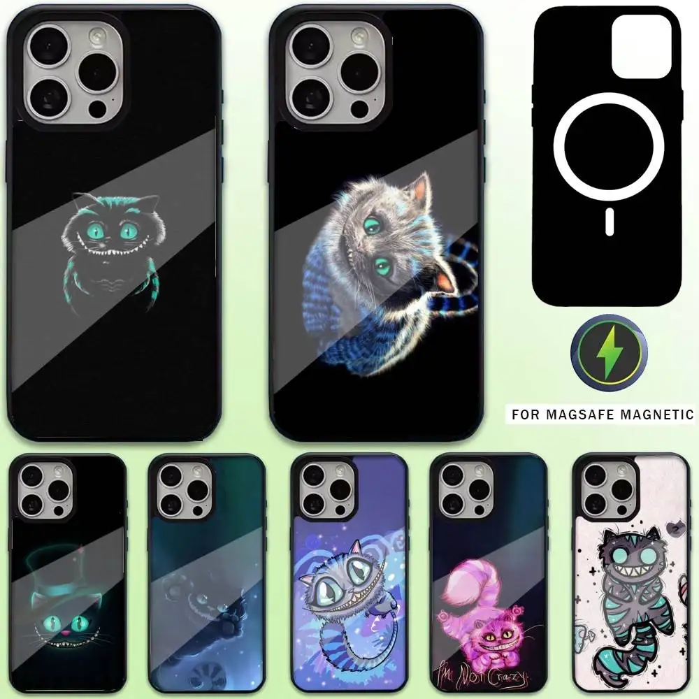

C-Cheshire Cat Cool Eye Alice Phone Case For iPhone17,16,15,14,13,12,11 Plus,Pro Max Magnetic For Magsafe Wireless Charging