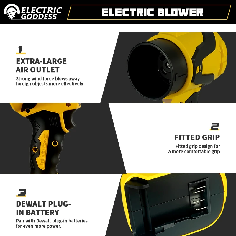 Peniup Turbo Listrik Tanpa Sikat 380000RPM Kipas Jet Peniup Daun Genggam Peniup Debu Untuk Pin Baterai Dewalt 20V