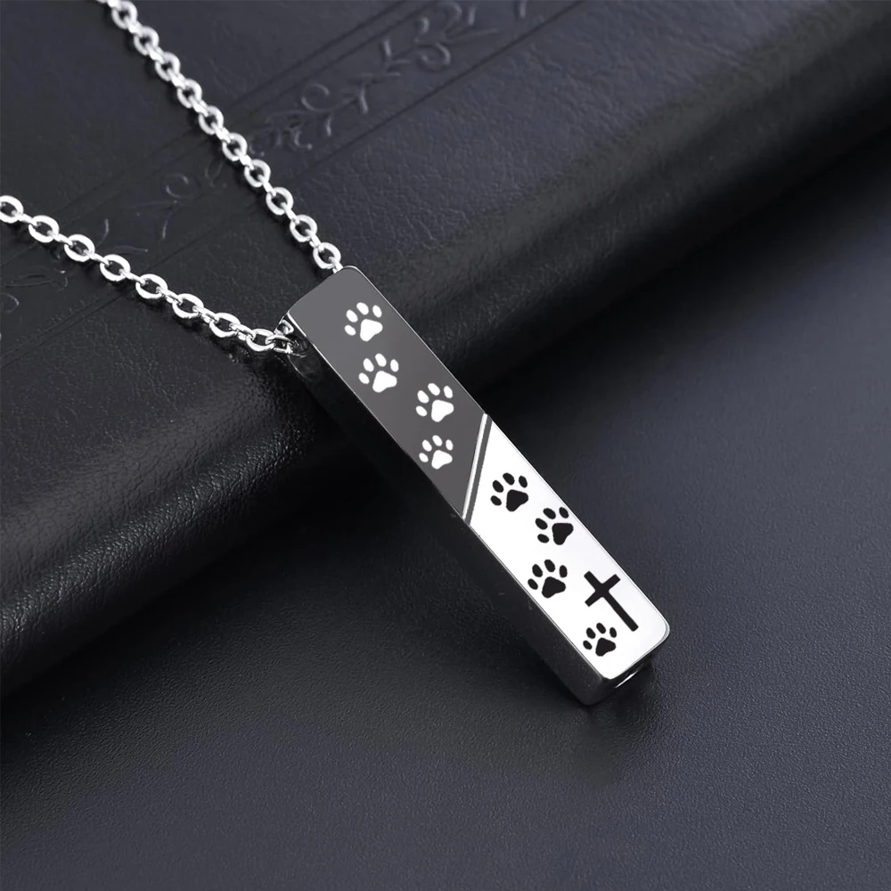    الكلب جرة القلائد للرماد باو مكعب الحرق الكلب باو الفولاذ المقاوم للصدأ الحيوانات الأليفة رماد قلادة لجرو الحيوانات الأليفة تذكارية جوهرة #5