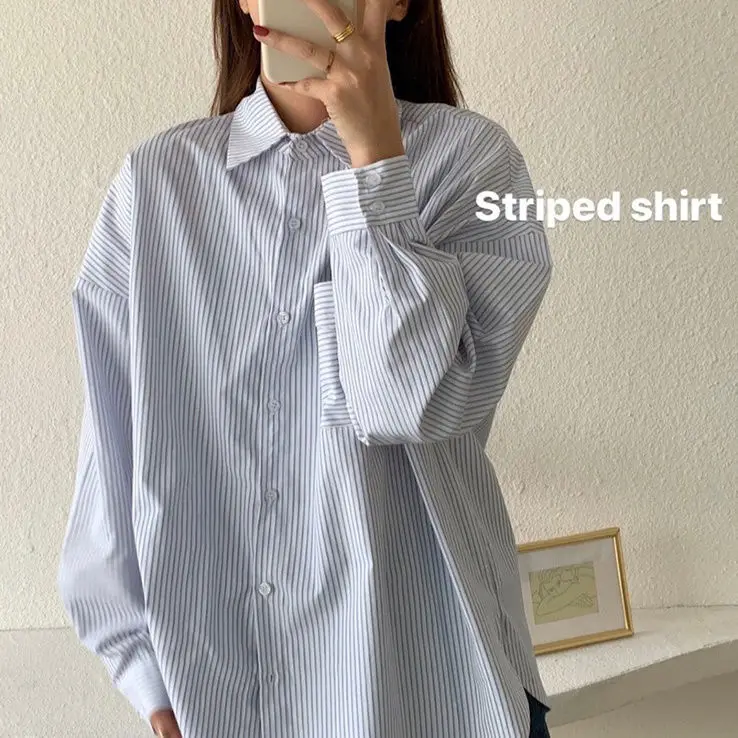 Fall Striped Long Sleeve Shirt Women's Top Blusas Ropa De Mujer