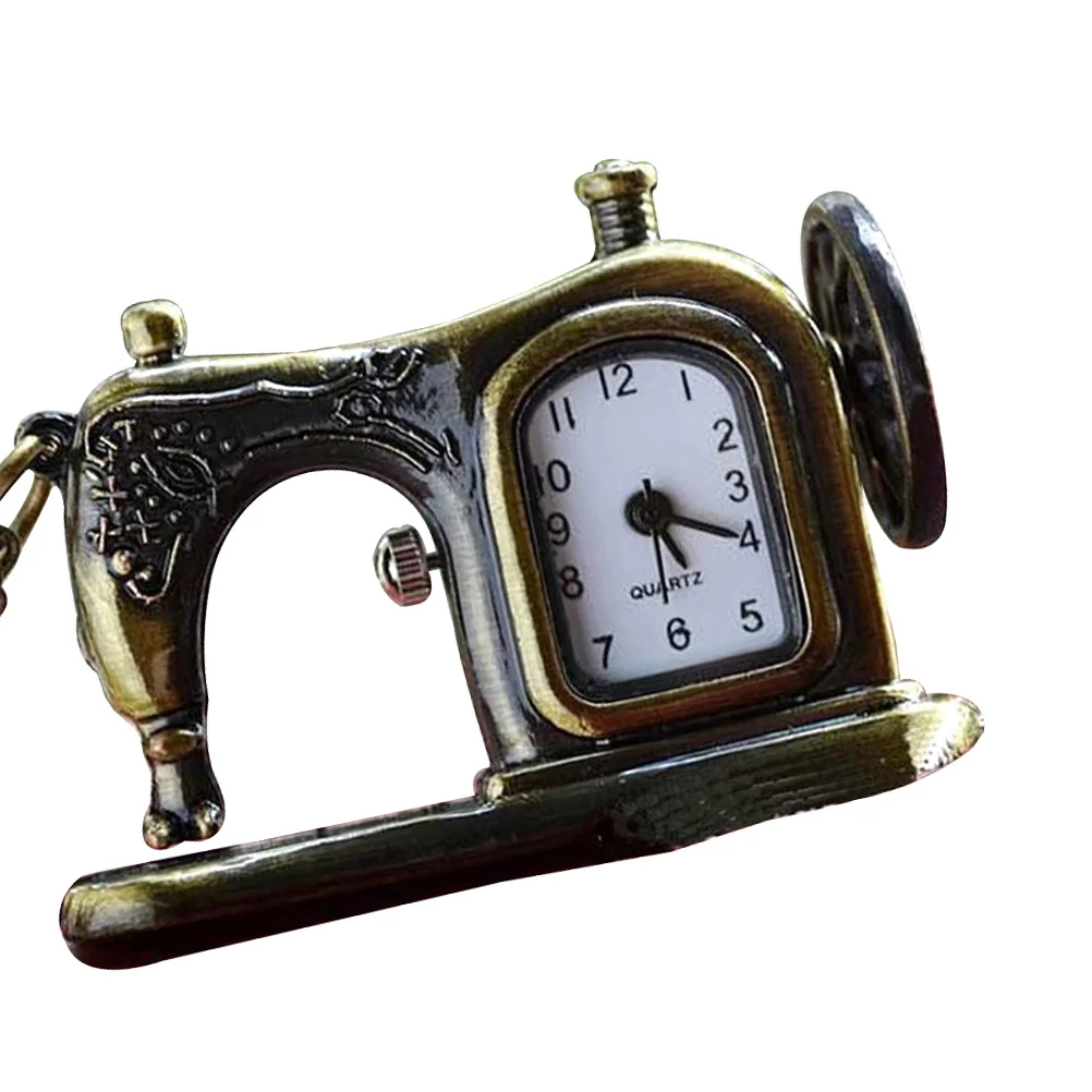 

Retro Bronze Metal Pocket Watch Sewing Machine Shape Vintage Style for Birthday Wedding Gift Casual Formal Wear