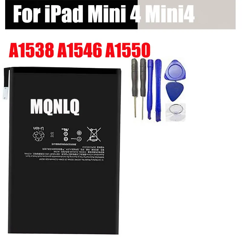 

Аккумулятор для планшета Apple iPad Mini 4 Mini4 A1538 A1546 A1550, сменный аккумулятор высокой емкости 5124 мАч с инструментами