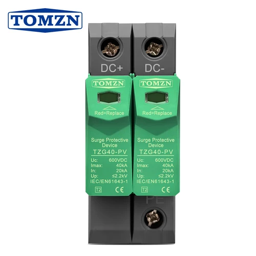 TOMZN SPD DC 500V 600V 800V 1000V 20KA ~ 40KA Protector contra sobretensiones doméstico Dispositivo protector descargador de bajo voltaje