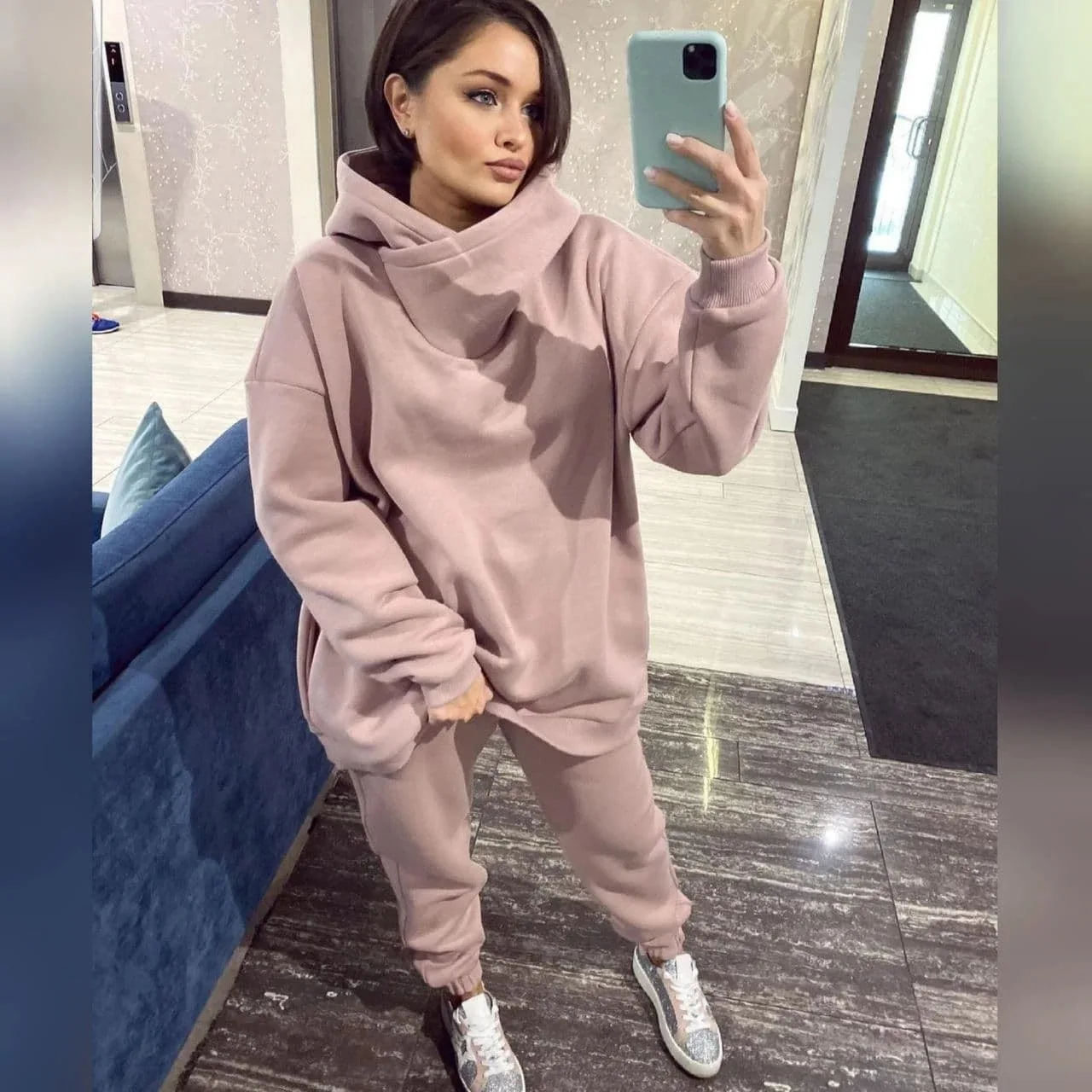 Fashion Women\'s Sweatshirt Two-piece Set Autumn Winter Casual Streetwear Loose Hoodie Sports Sweatpants Suit 2-piece Suit Woman