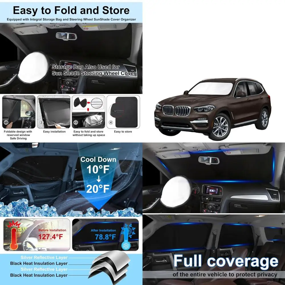 

Universal Side & Rear Window Sunshade Set for 2018-2024 X3, Offers Privacy & Keeps Car Cool