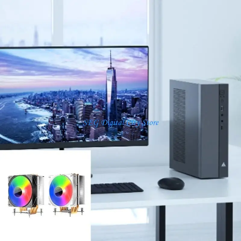 

U75B PC Fan Computer Case Fan for Desktops RGB Performances CPU PC Cooling Fan 6 Heatpipes