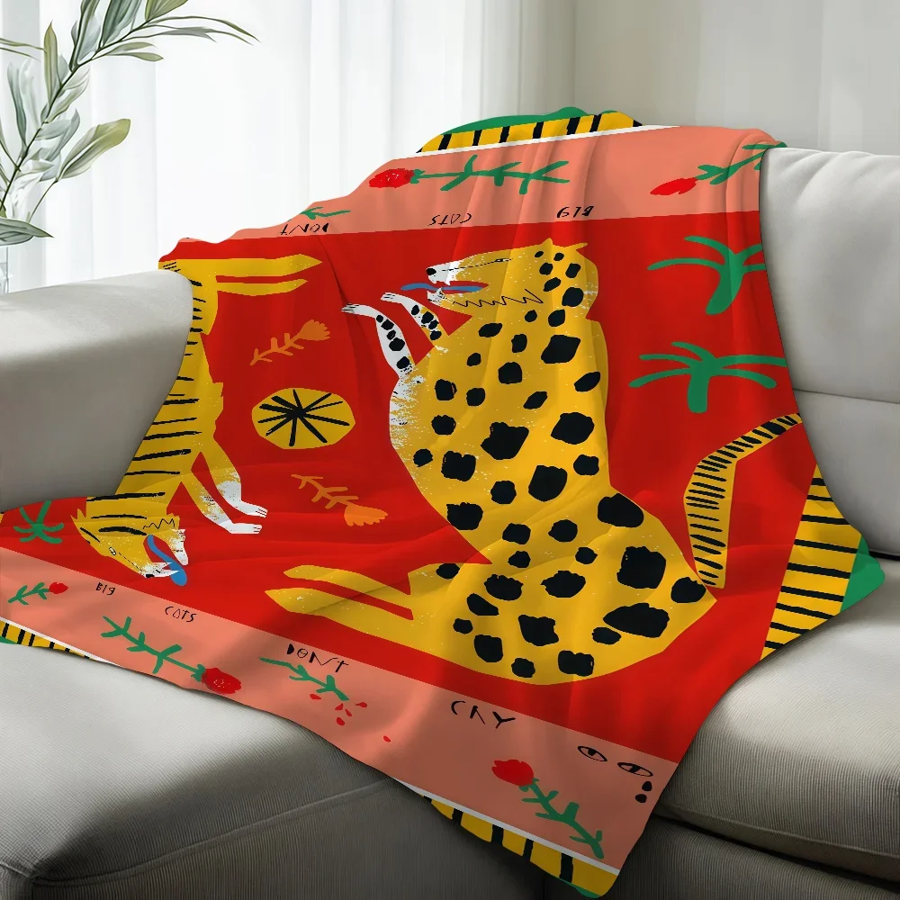 Egypt Colorful Abstract Tiger And Leopard Blanket Suitable For Sofas Beds Offices Cars Outdoor Travel