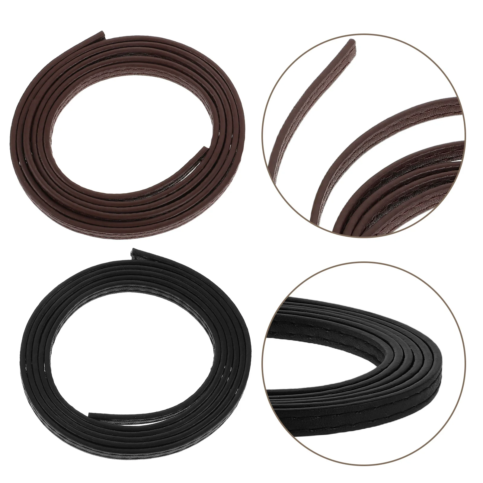 

8pcs Pu Cord 6Mm Double Stitched Flat Strip For Diy Craft Strap Bracelet Necklace Braided Rope Jewelry Wristband