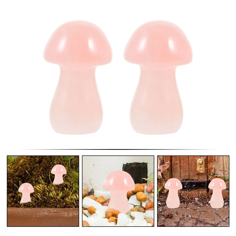 2 Pcs Crystal Simulated Mini Mushroom Stone naments for Balcony Patio Garden Decor Realistic Appearance Mini Stone