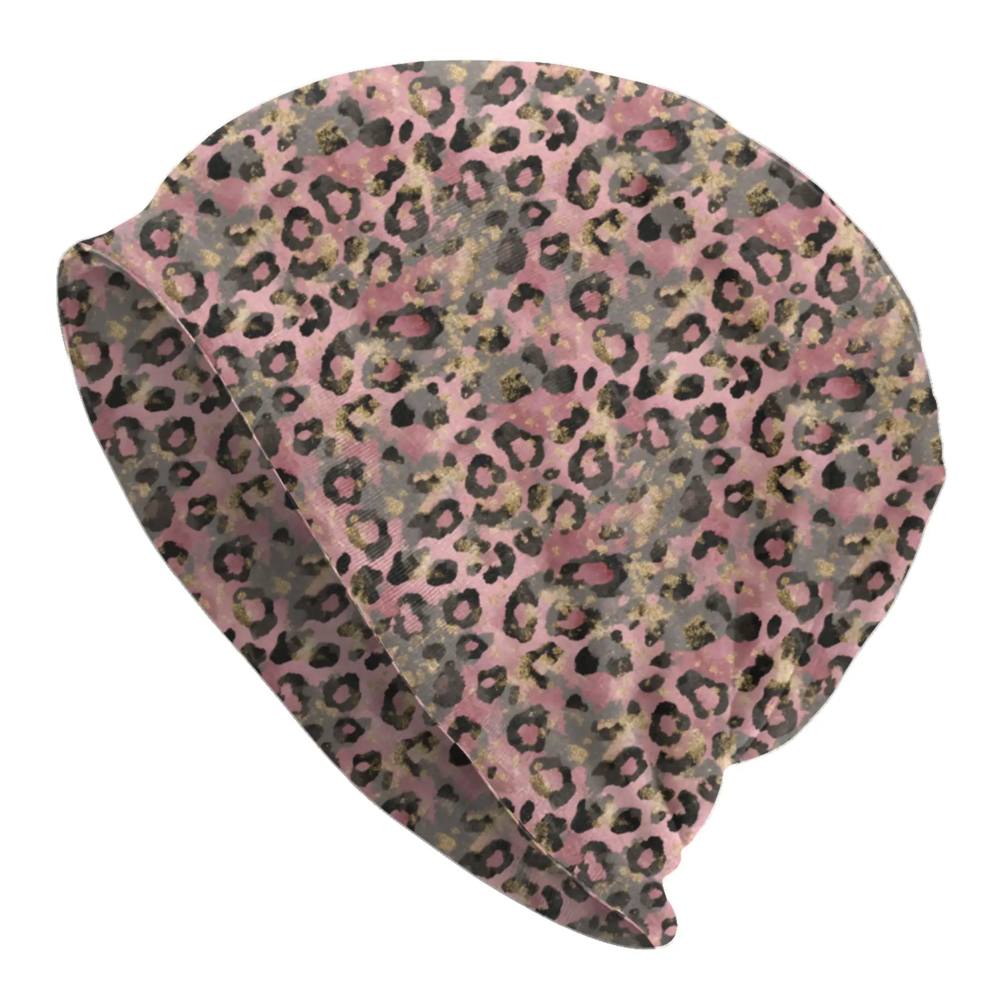 Pink Glitter Leopard Print Blush Gold Cheetah Spots Beanie Cap Winter Warm Bonnet Homme Knitting Hats Ski Skullies Beanies Hats