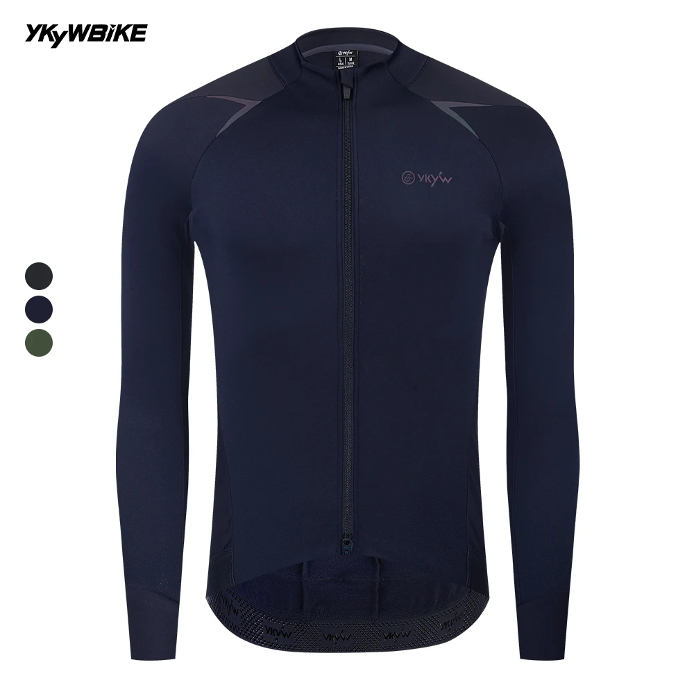 YKYW Winter Thermal Men's Cycling Jacket Windproof Waterproof Bicycle Jersey Reflective Jacket Road Bike Clothing Double Zipper