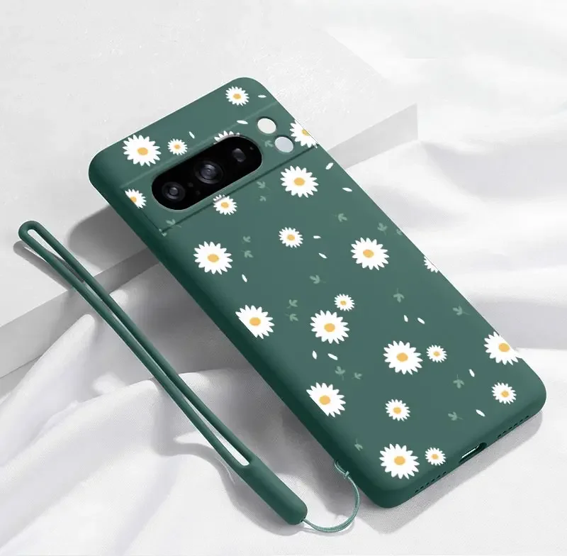 Pixel 8 Pro White Flower Bracelet Silicone Phone Case For Google Pixel 8Pro 8 8A 5 3XL 3A 4 4A 5 7 7A 6 6A 9 9Pro 9ProXL Cover
