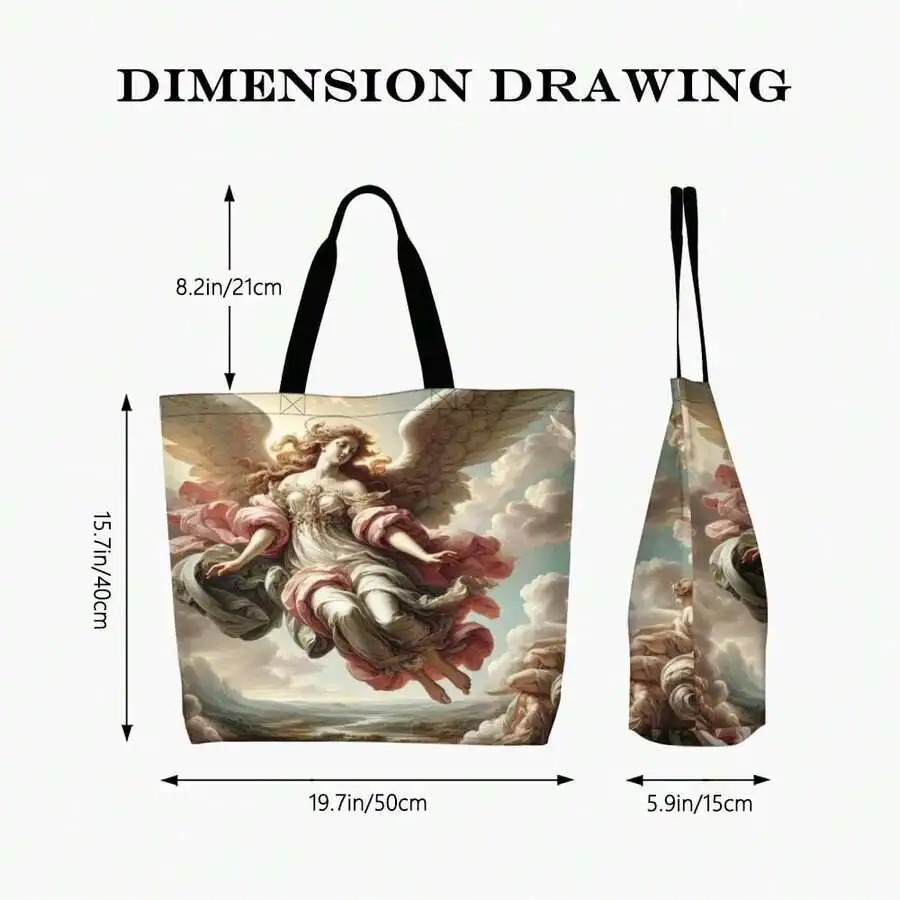 

Angelcore Aesthetic Tote Bag Renaissance Art Inspired Divine Feminine Romantic Shopping Travel Bag