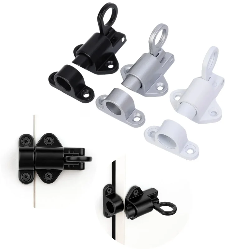 Automatic Aluminum Alloy Spring Latch,Self-Closing Barrel Bolt,Door & Window Slide Latch Lock Security Pull Ring Gate Latches