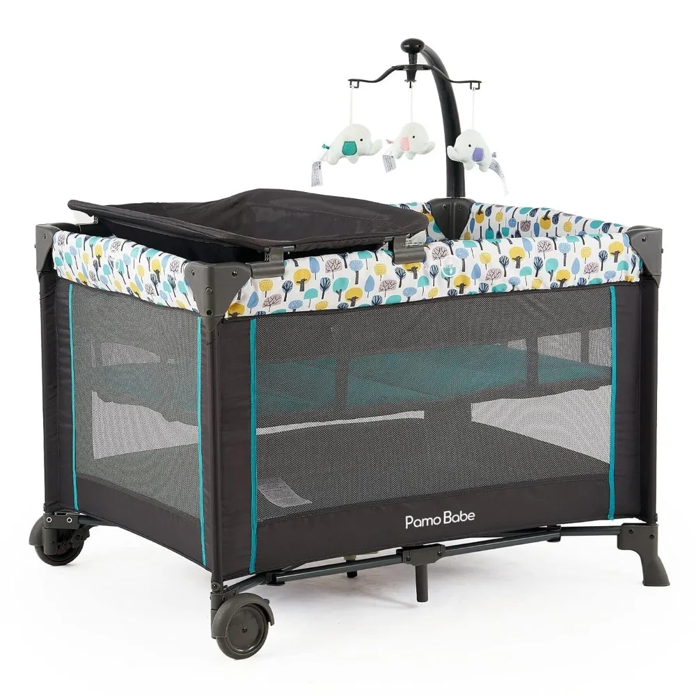 Draagbare wieg voor baby's, draagbare babybox met wieg en commode, pakketafmeting is L 27"x B 9"x H 9"