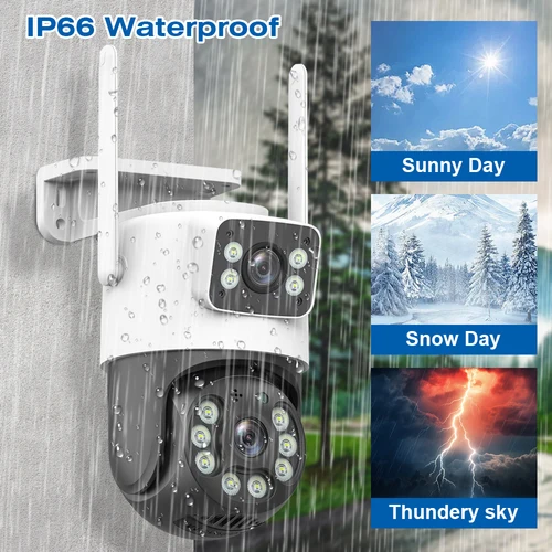 Imagen 2 del producto Cámara de vigilancia WiFi 4K 8MP, lente dual, zoom digital 4X, detección humana AI, ONVIF, cámaras IP PTZ de seguridad para exteriores