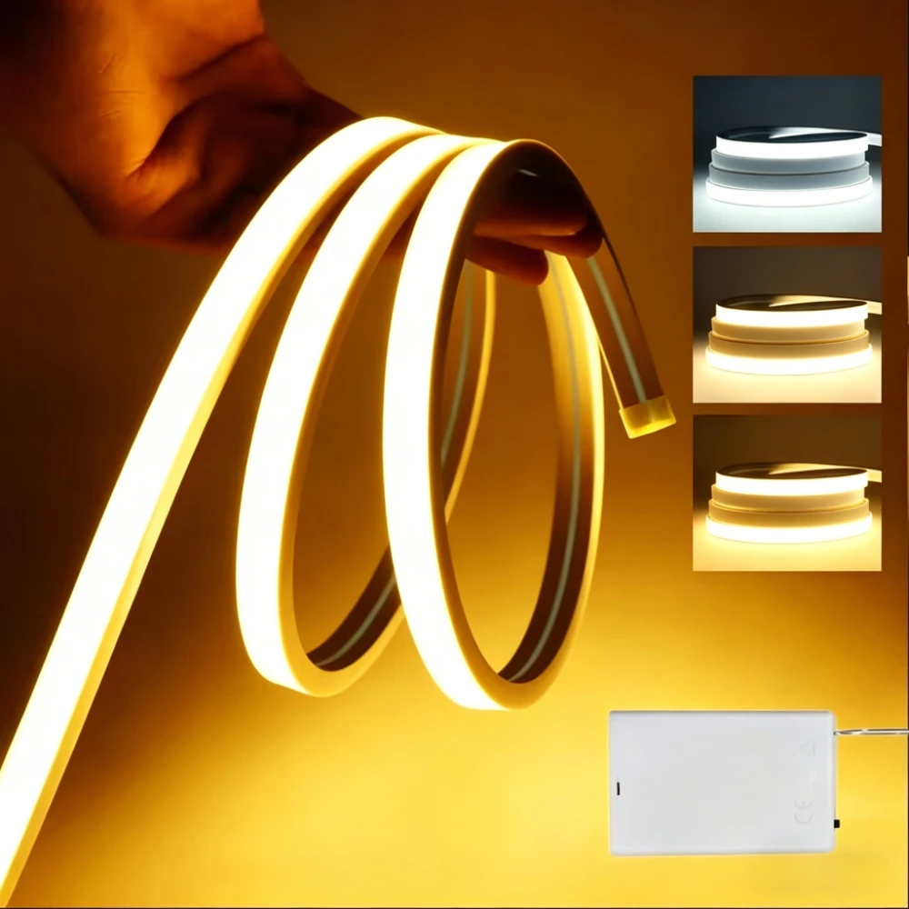 Flexible Neon LED Strip Lights with Battery Box Multiple Sizes 1m-5m Battery Powered (Battery Excluded)