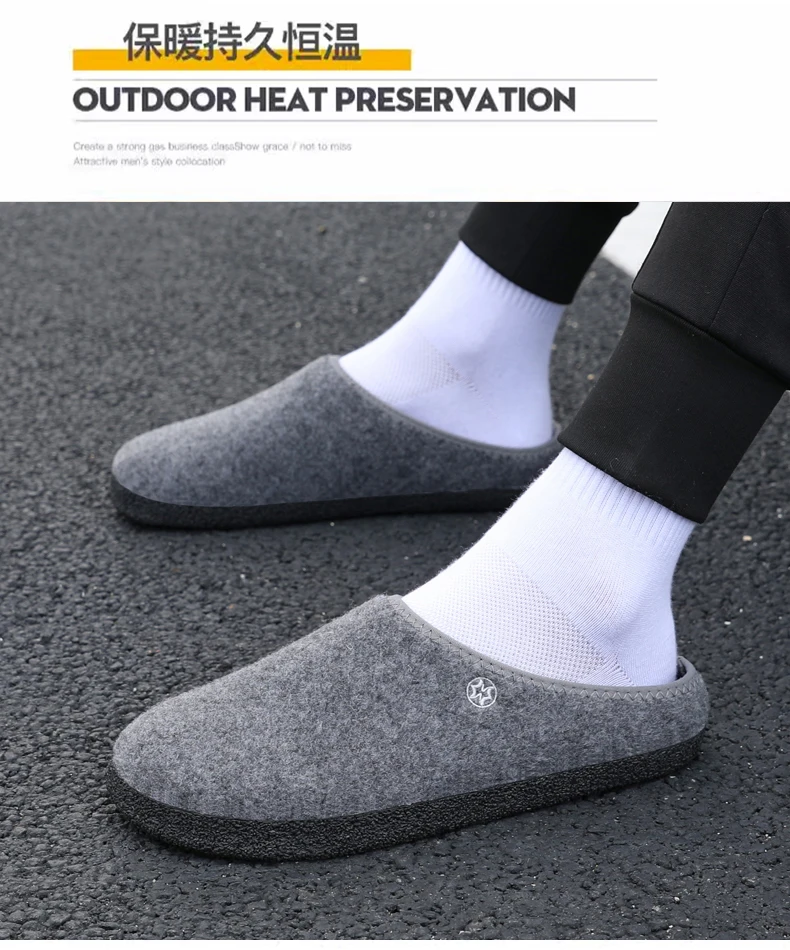 Winter Home Slippers Waterproof Men Shoes Warm Plush Slip on Slides Unisex Indoor Men Shoes Fur Leisure Flat Cotton Footwear