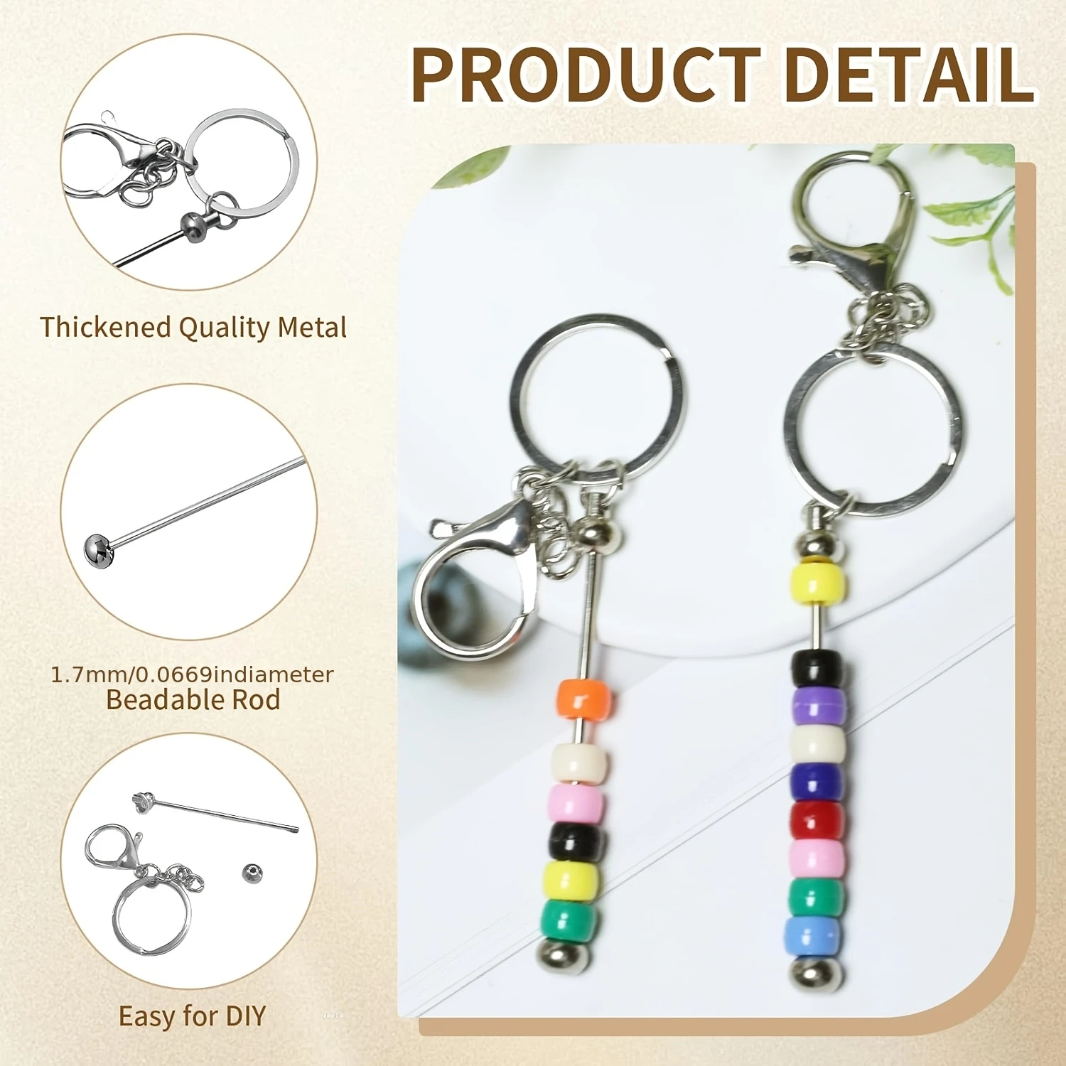 13pcs DIY Handmade Beadable Key Rings Key Chains Blank Keychain Bars Keychain Making Supplies Keychain Accessories view 3