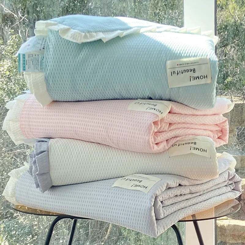 Summer Quilt Blanket Washable Cotton Air Condition Thin Comforter Quilted Bedspread for Double Queen King Bed Coverlet Cover