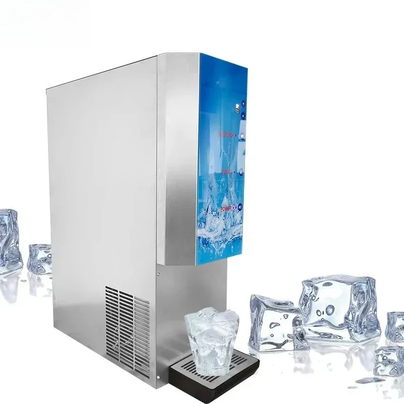 Premium Self-Service Ice Maker with Water Dispenser Stainless Steel Home Beverage Center with Built-In Ice Bin