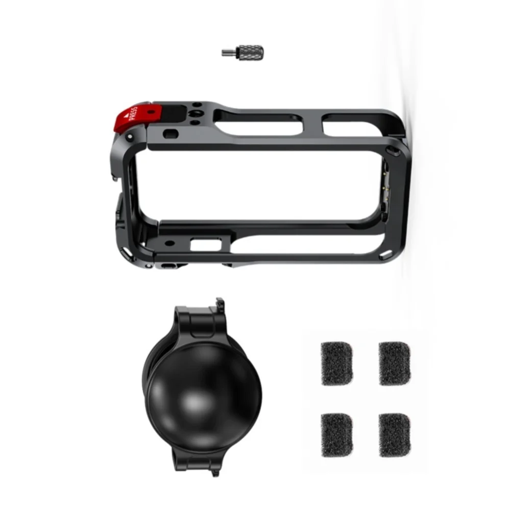Camera Cage For Insta360 X6 With Silicone Lens Cover & Microphone Wind Muff Protective Frame CameraswwwAccessories
