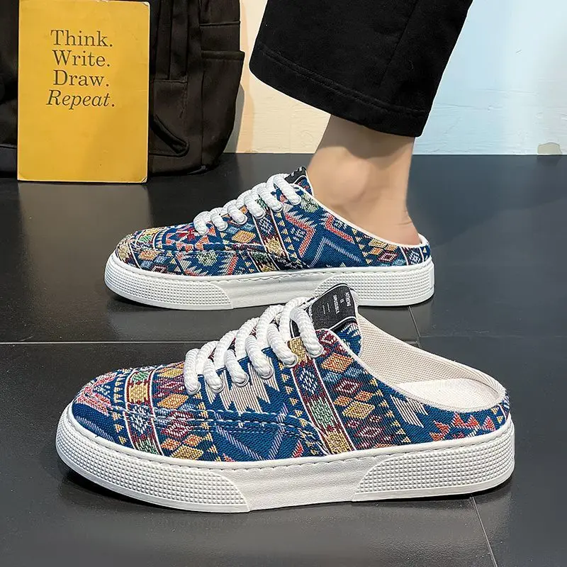 

Breathable Canvas Slippers for Men Elegant Designer Luxury Y2k Shoes Cheap Liquidation Mascullino Rubber Original Sandals Man