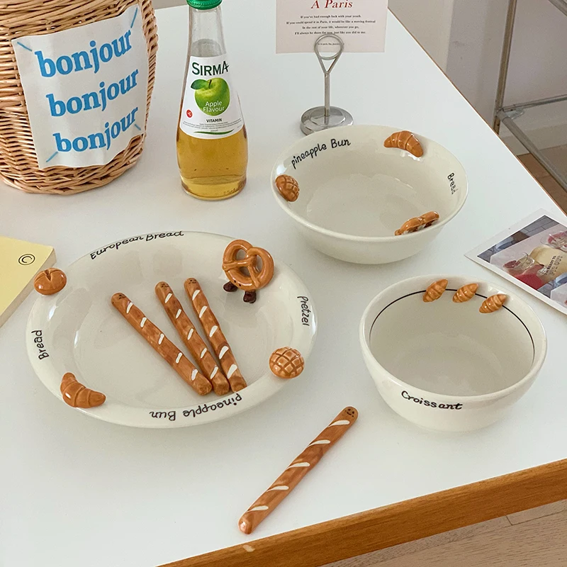 

Cute Cerc Bread Plate Creative Breakfast Salad Plate Multifunctional Di Home Use High Aesthetic Value Unusual ape Plate