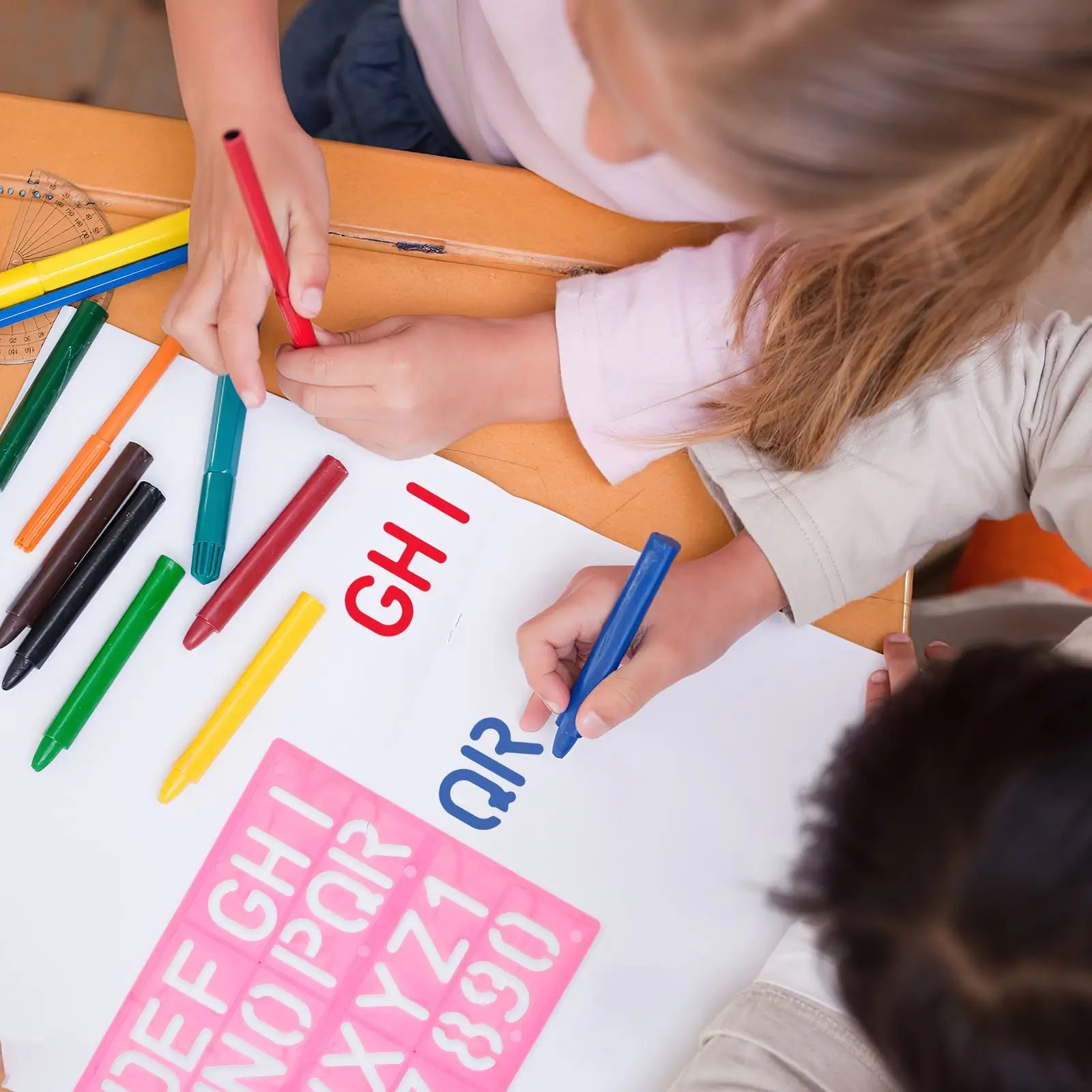 Juego de plantillas de letras reutilizables, plantilla de pulverización compacta, accesorio de pulverización de impresión para el hogar, plantilla de dibujo para niños, 4 Uds.