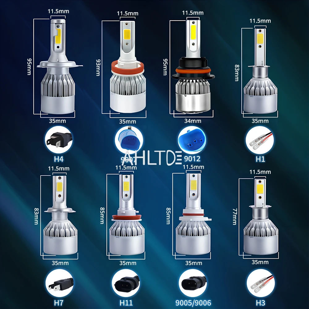 2X Car Led Headlight H1/H3/H4/H7/H11/9006/9007/9012 Fog Lamp Drl Ultra Bright Auto Turn Signal Reverse Parking Light Waterproof