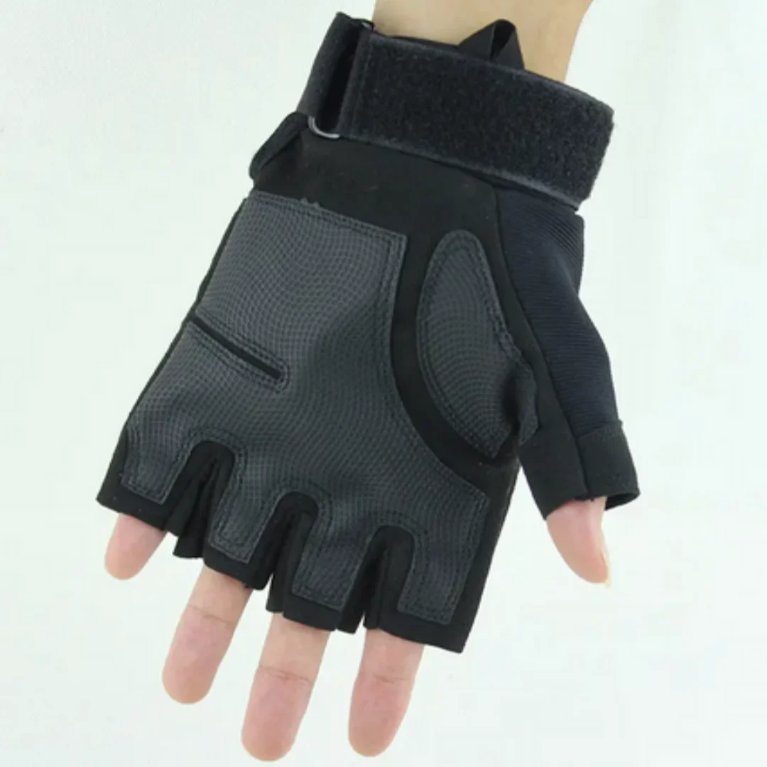 Guantes de medio dedo antideslizantes para exteriores, guantes tácticos para deportes, tiro, caza, Airsoft, motocicleta, negro