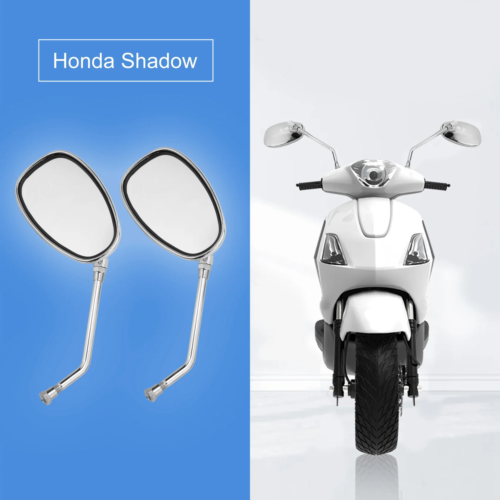 

AW-For Honda Shadow Spirit 750 1100 VTX1300 VTX1800 Chrome Motorcycle Mirrors 10MM