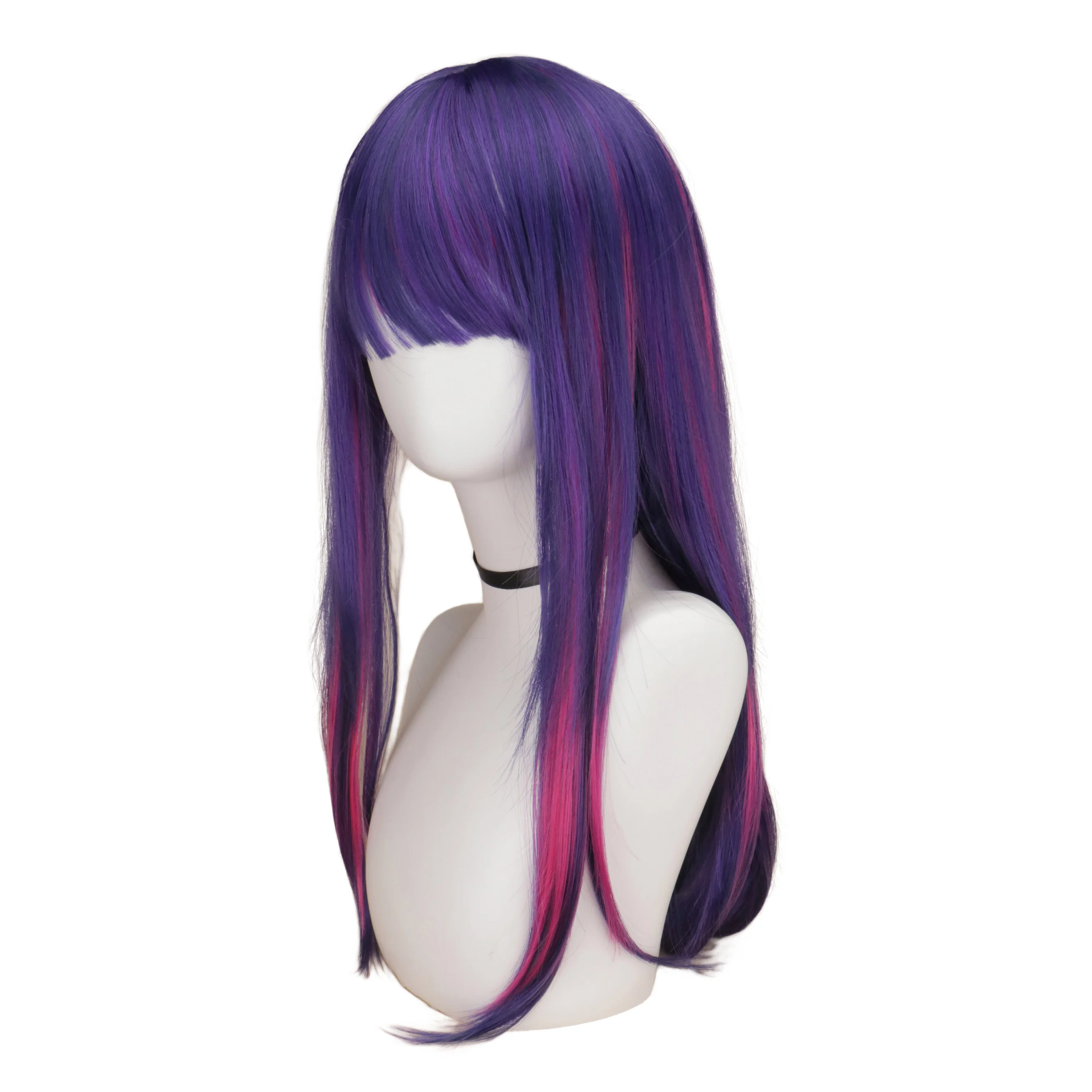 OSHI NO KO Hosh37- Perruque violette, cheveux longs et raides, faux cuir chevelu, accessoires de cosplay d'Halloween