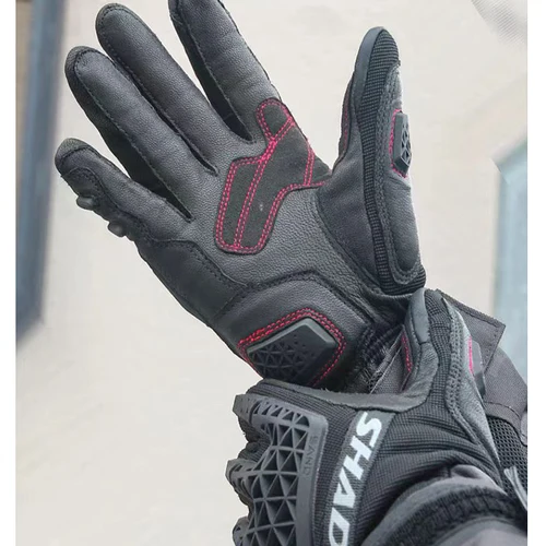 Imagen 2 del producto Guantes de cuero para motocicleta, resistentes al agua, transpirables, de piel de cabra, para montar en Motocross, dedo completo, para las cuatro estaciones