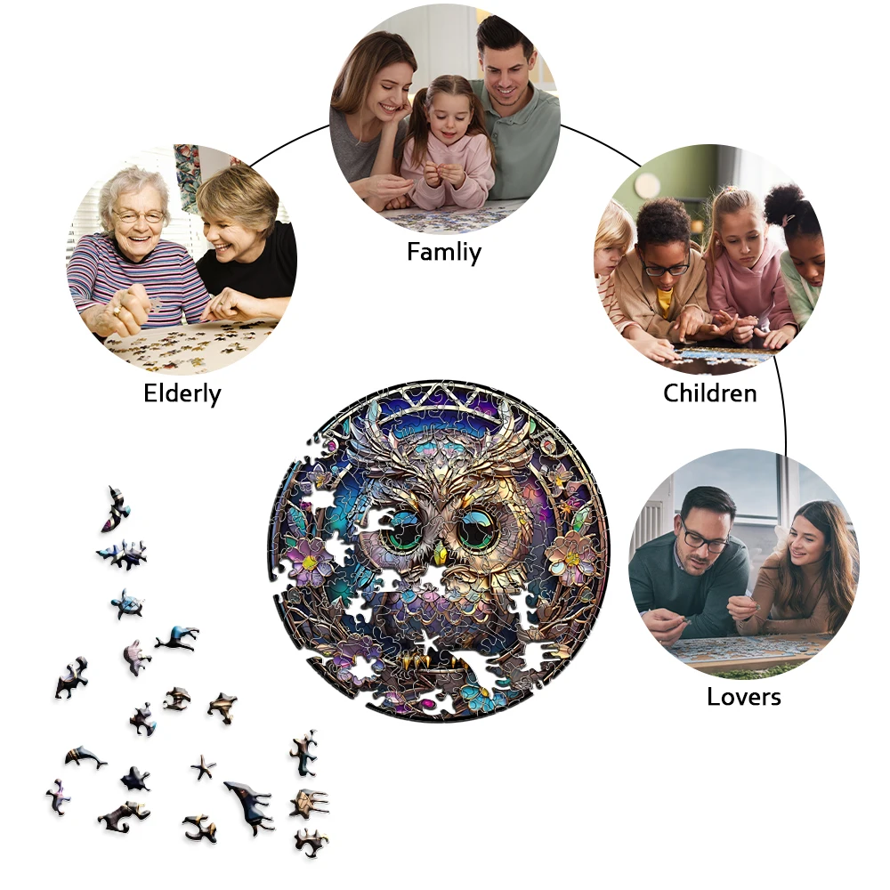 Adult Wooden Puzzle - Adult Owl Wooden Puzzle - Unique animal shaped wooden puzzle suitable for family and friends puzzle