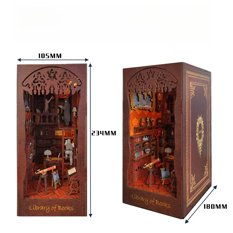 Creative DIY 3D Small Ornament Bookstand Solas Academy Cabin Wooden Miniature Scene Model Creative Gift Small Ornament
