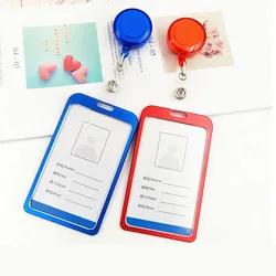 Metal Badge Work Card Holder with Retractable Plastic Clip Working Permit Cover Badge Holder Reel ID Pass Work Card Sleeve Case