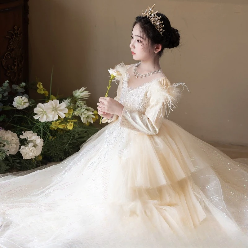 子供ドレス 高級プリンセスドレス フラワーガール ウェディングガールズ ピアノ演奏ドレス