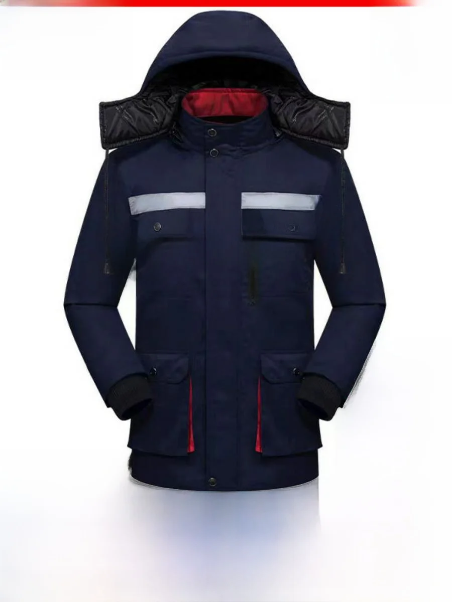 

Утепленная хлопковая рабочая одежда для мужчин: зимняя теплая, морозостойкая, с объемными карманами, для защиты труда