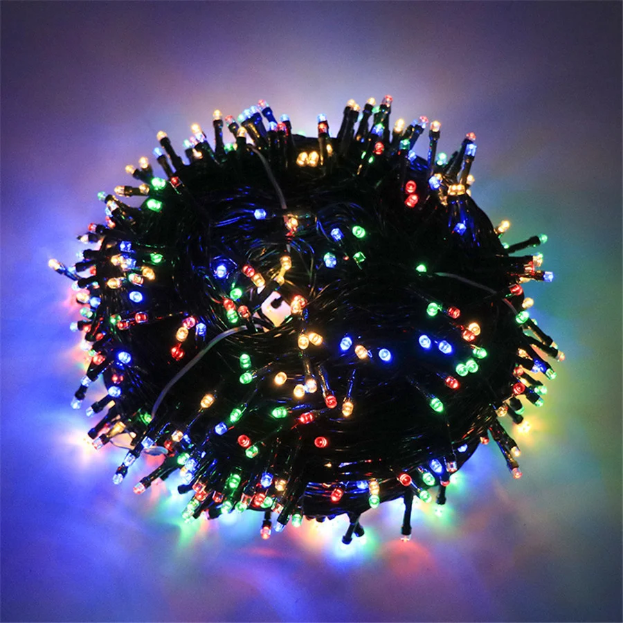 EU/US Plug 10M-50M LED Fairy Garden Lights Outdoor Garland Waterproof Christmas String Lights for Wedding Party Courtyard Decor