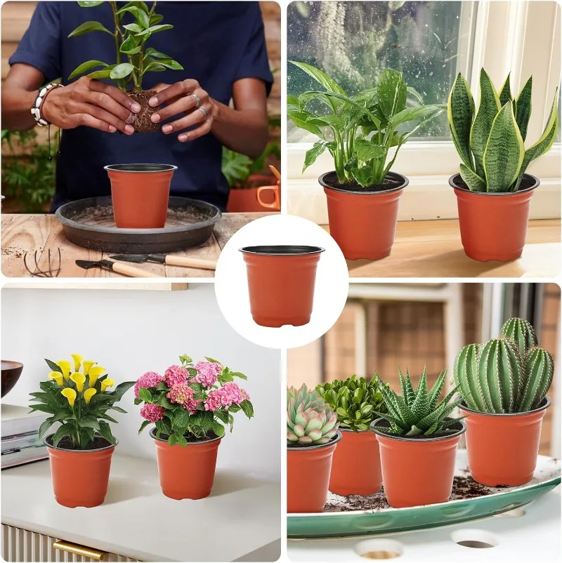 100/20x أواني حضانة النباتات المرنة البذور الحمراء والأسود بدء الأواني شتلات العصارة قطع زرع حاوية بلاستيكية #6