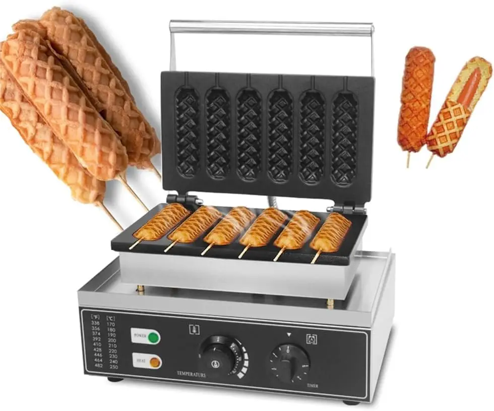 Waffle Maker Machine Electric 1600W Lolly stick waffle Maker 6 Slice Non-Stick Stainless Steel Corn Dog Waffle Maker Mach