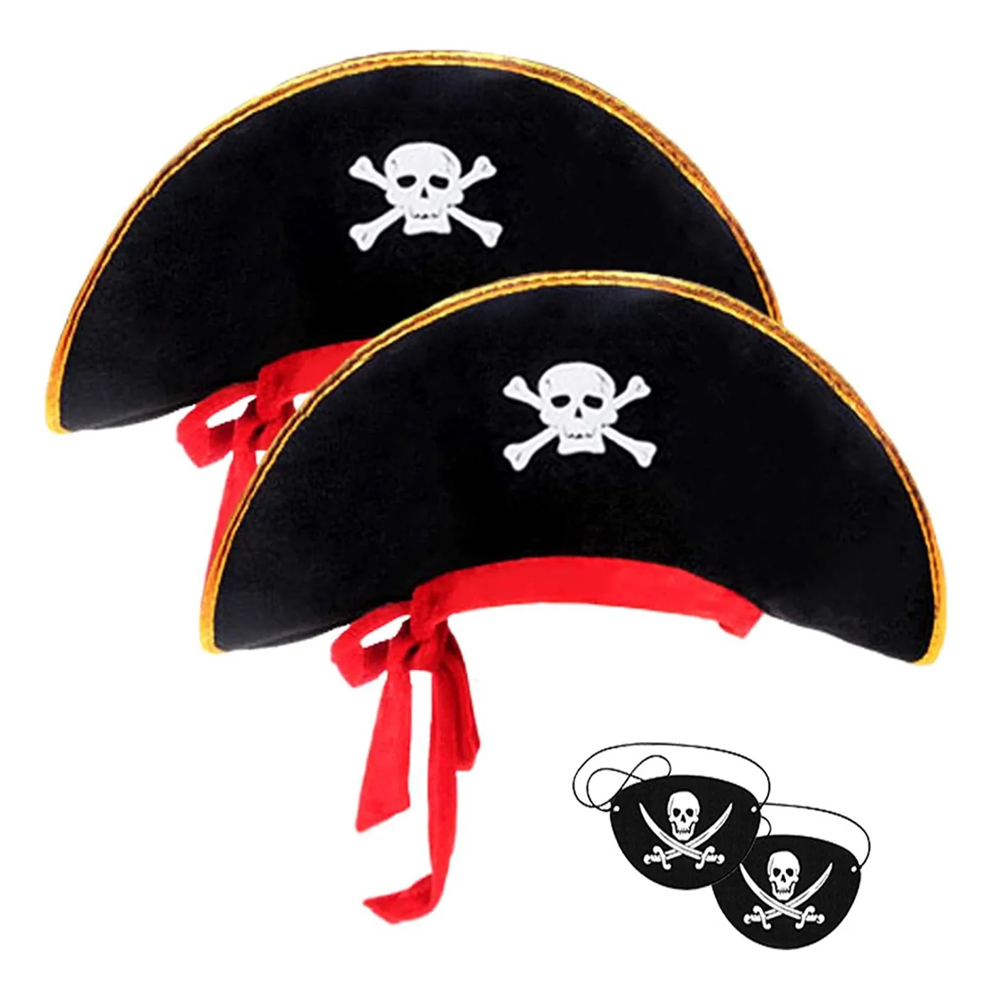 Accesorios de disfraz de capitán pirata para niños, sombrero con estampado de Calavera, Parche de ojo, juego de ganchos para telescopio, accesorios de Halloween para niños y niñas, 2024